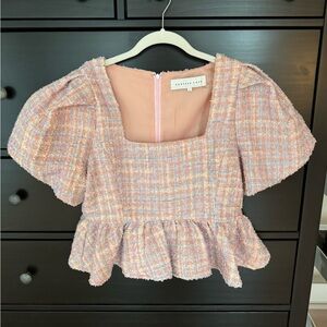 Endless Rose Multi-Tweed Baby Doll Top
